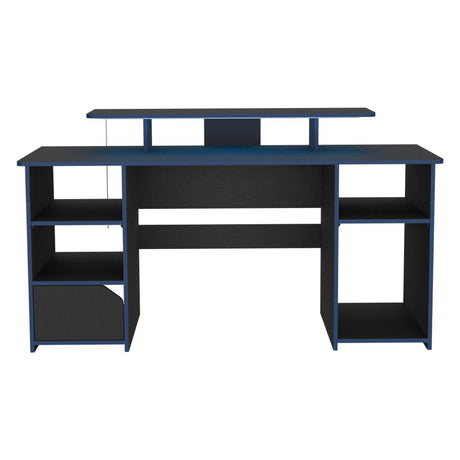 Escritorio Gamer Keria Wengue 157 cm con Entrepaño para Pantalla y Luz Led - Escritorios | Bylmo
