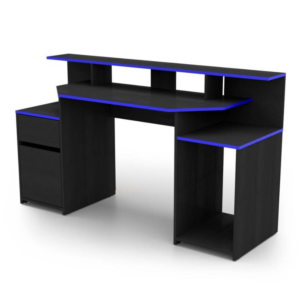 Escritorio Gamer Max Wengue 150 cm con Cajón, Puerta y Entrepaños - Escritorios y Archivadores | Bylmo