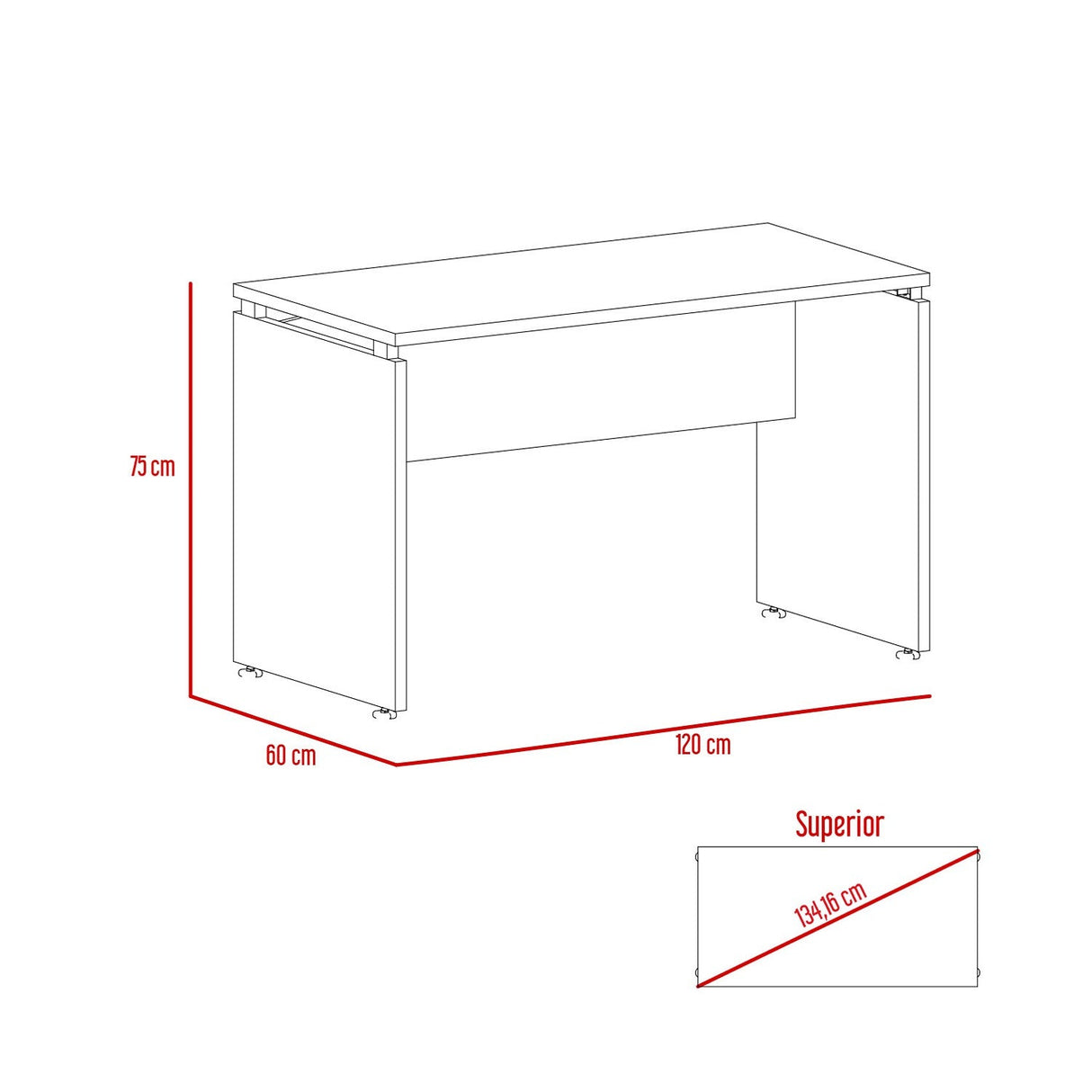 Escritorio Home Office Coñac 120x75cm sin Cajones - Escritorios | Bylmo