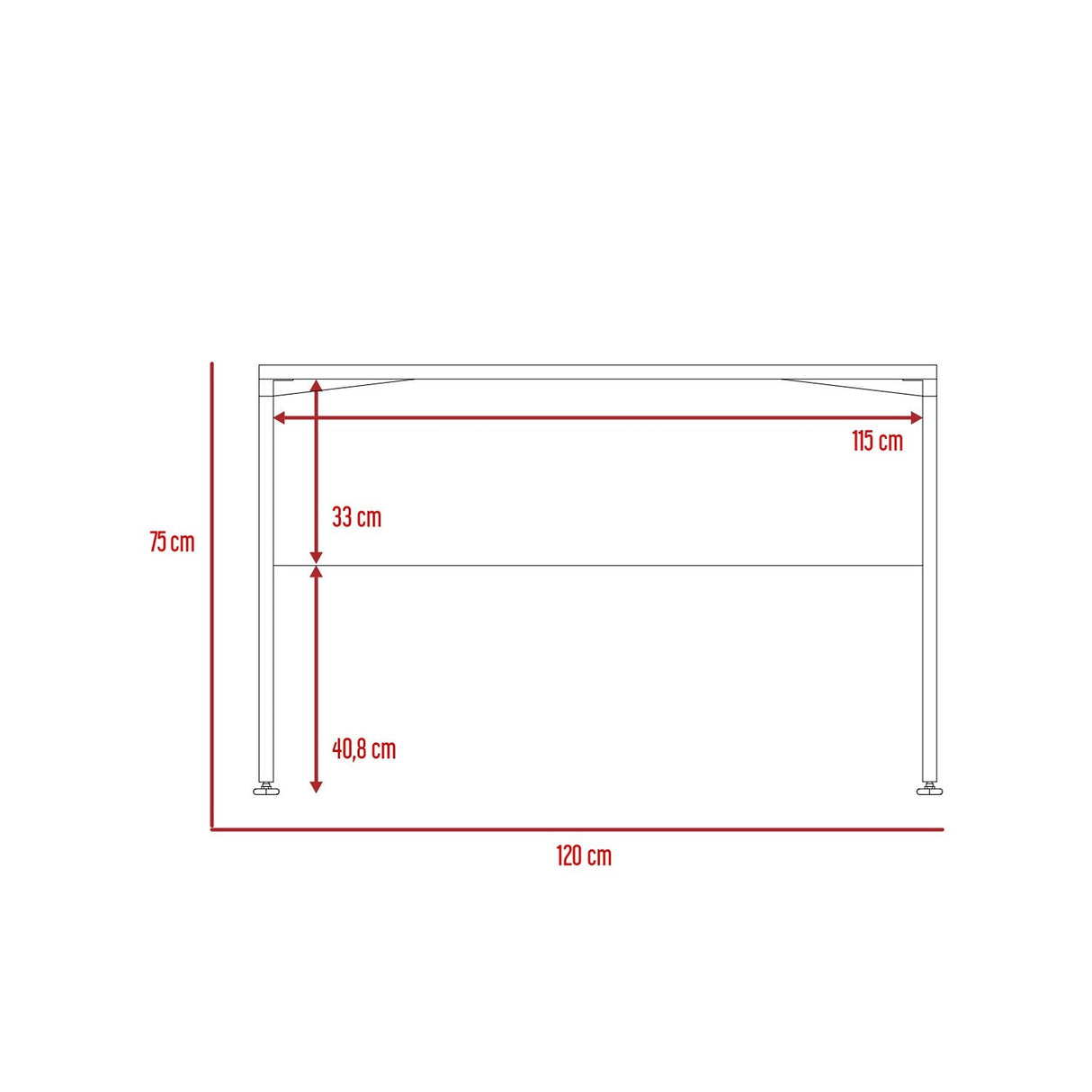Escritorio Home Office Coñac 120x75cm sin Cajones - Escritorios | Bylmo