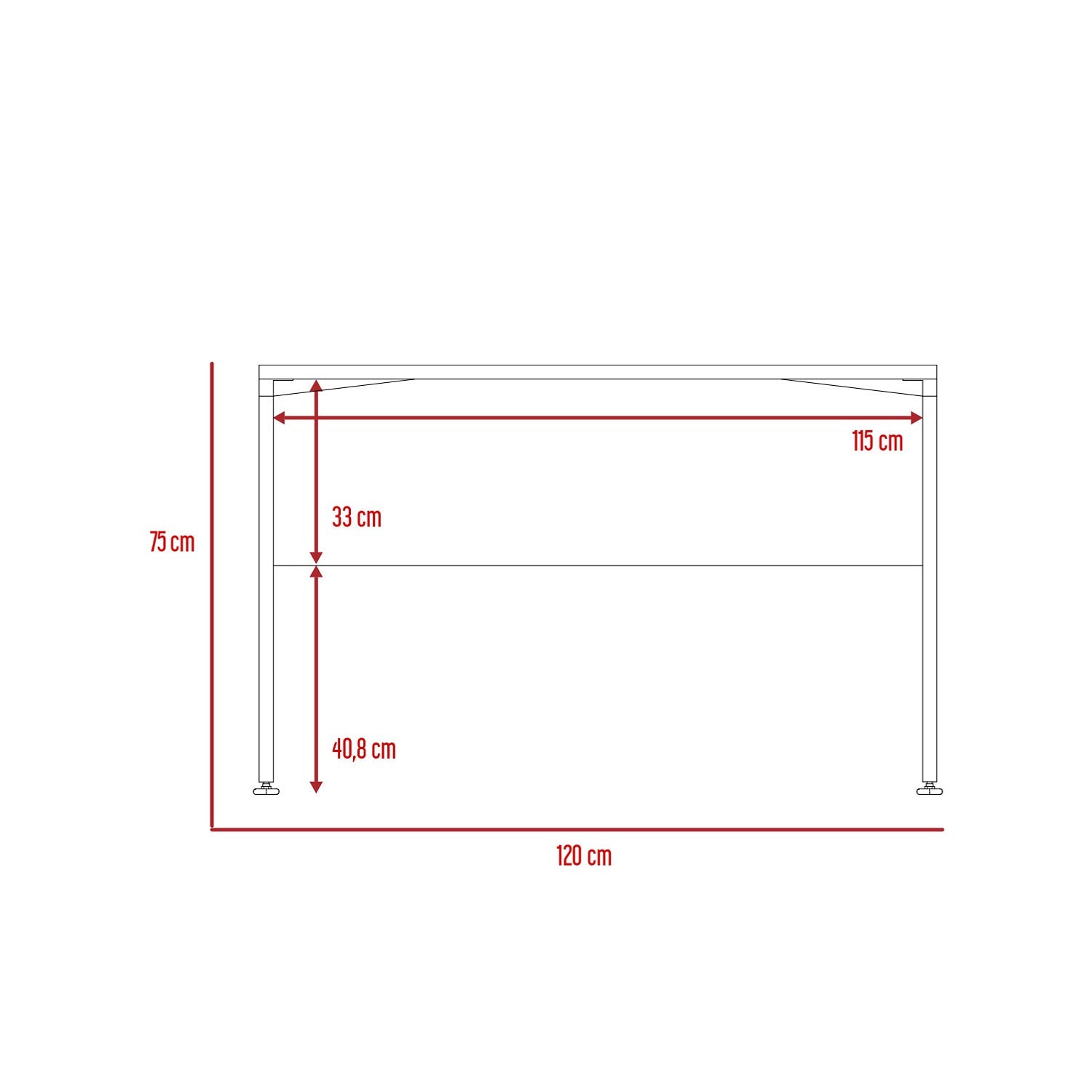 Escritorio Home Office Coñac 120x75cm sin Cajones - Escritorios | Bylmo