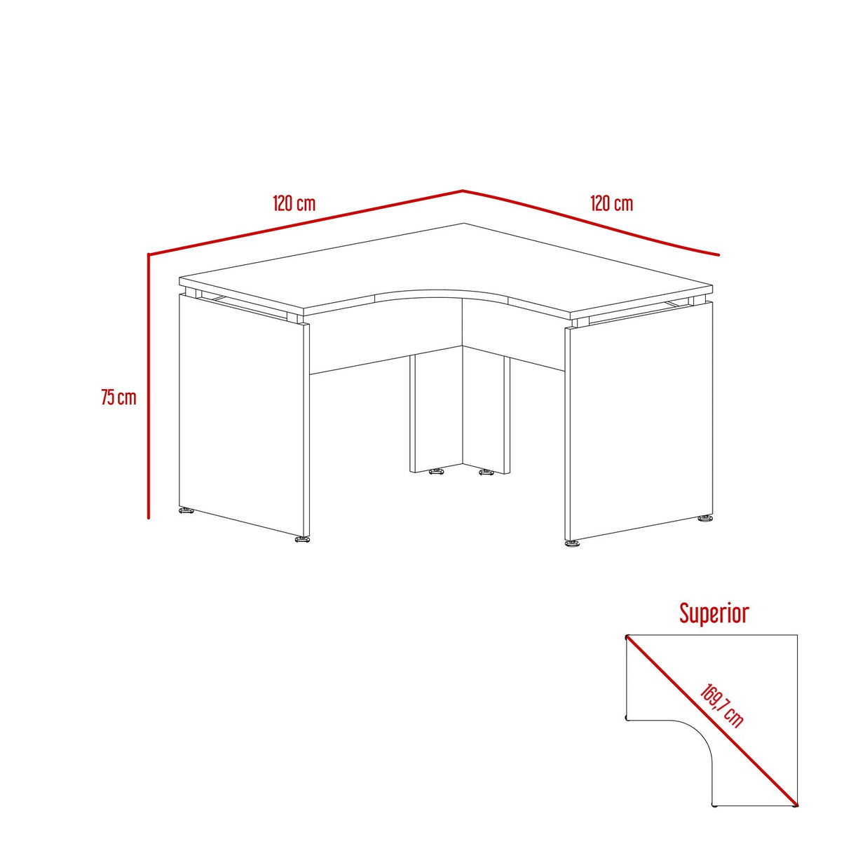 Escritorio Home Office Coñac 120 cm de Diseño Moderno - Escritorios | Bylmo