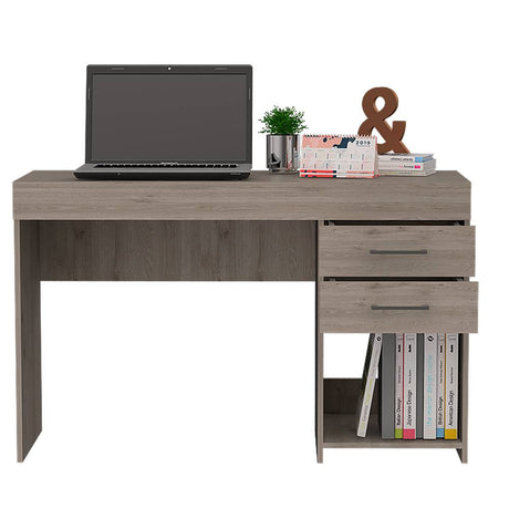 Escritorio Ibare Z Ceniza 120x75cm Con Dos Cajones y con Organizador de Libros - Escritorios y Archivadores | Bylmo