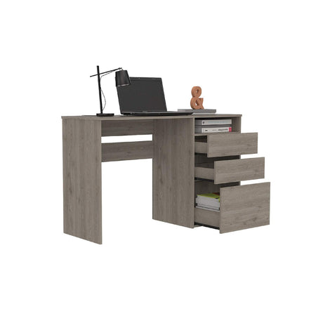 Escritorio Lucca Ceniza 121 cm x 75 cm con 1 Entrepaño, 2 Cajones y 1 Archivador Inferior - Escritorios | Bylmo