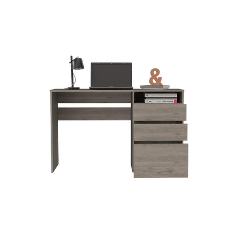 Escritorio Lucca Ceniza 121 cm x 75 cm con 1 Entrepaño, 2 Cajones y 1 Archivador Inferior - Escritorios | Bylmo
