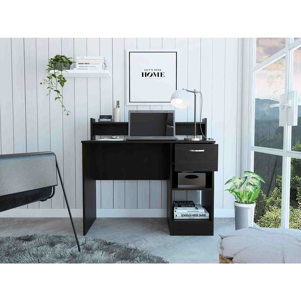 Escritorio Manaos Wengue 102 cm con Un Cajón y Entrepaños - Escritorios | Bylmo