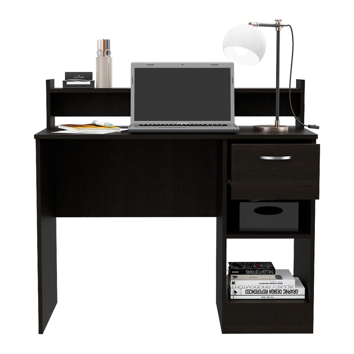 Escritorio Manaos Wengue 102 cm con Un Cajón y Entrepaños - Escritorios | Bylmo