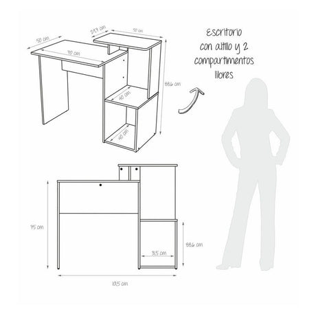 Escritorio Mikasa Gales 101.5x88.6cm sin Cajones y con Organizador de Libros - Escritorios y Archivadores | Bylmo