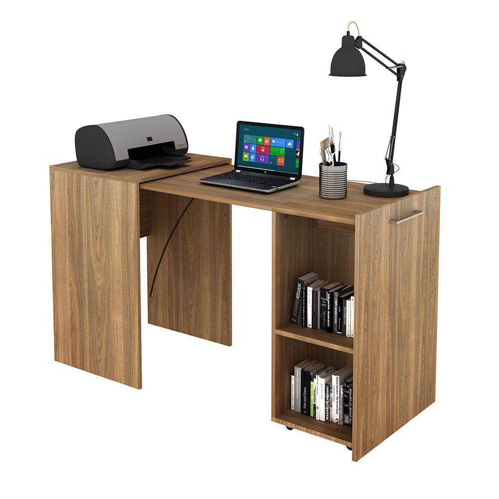 Escritorio Cádiz Teca 131 cm Transformable con Entrepaños - Escritorios y Archivadores | Bylmo