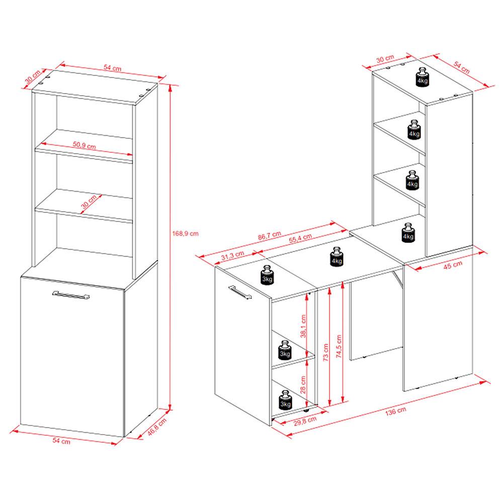 Escritorio Cuenca Blanco 136 cm Transformable con Entrepaños y Biblioteca - Escritorios y Archivadores | Bylmo