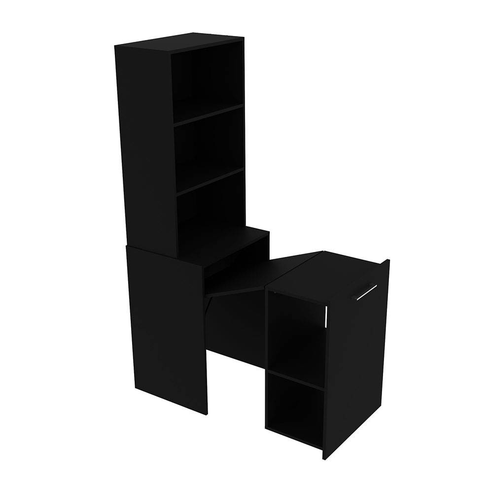 Escritorio Cuenca Negro 136 cm Transformable con Entrepaños y Biblioteca - Escritorios y Archivadores | Bylmo