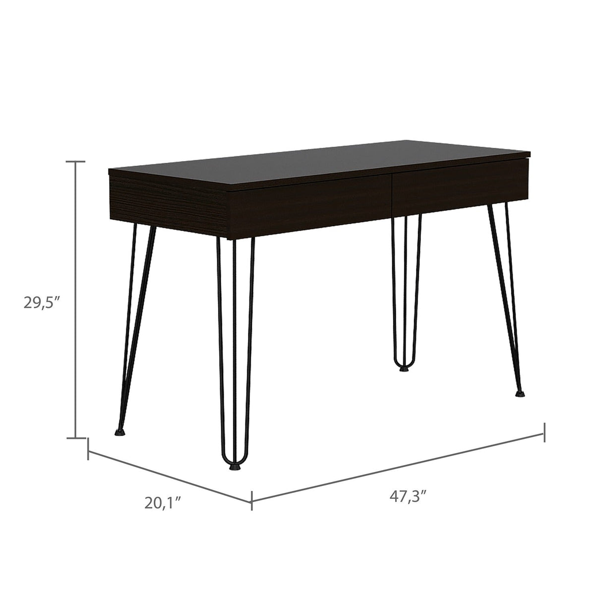 Escritorio Mumbai Wengue 120 cm con Dos Cajones y Patas Metálicas - Escritorios | Bylmo