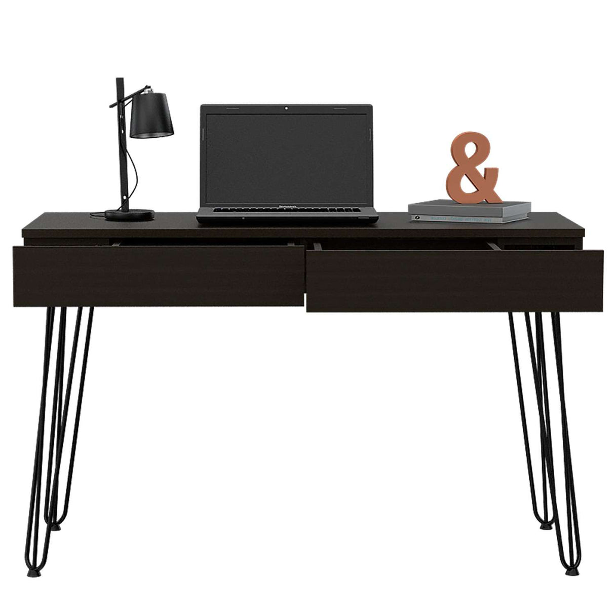 Escritorio Mumbai Wengue 120 cm con Dos Cajones y Patas Metálicas - Escritorios | Bylmo