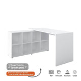 Escritorio en L Nero Blanco 140x75cm Con Tres Cajones y con Organizador de Libros - Escritorios y Archivadores | Bylmo
