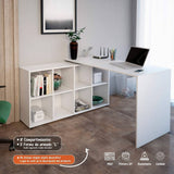 Escritorio en L Nero Blanco 140x75cm Con Tres Cajones y con Organizador de Libros - Escritorios y Archivadores | Bylmo