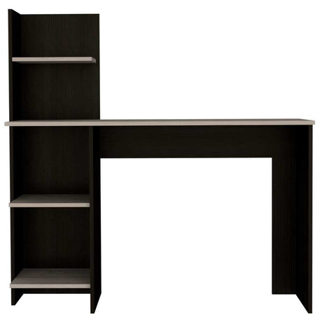Escritorio Office Wengue y Ceniza 120x120.6cm sin Cajones y con Organizador de Libros - Escritorios y Archivadores | Bylmo
