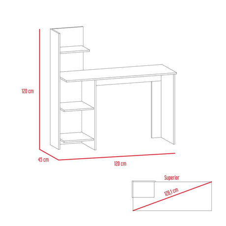Escritorio Office Wengue y Ceniza 120x120.6cm sin Cajones y con Organizador de Libros - Escritorios y Archivadores | Bylmo