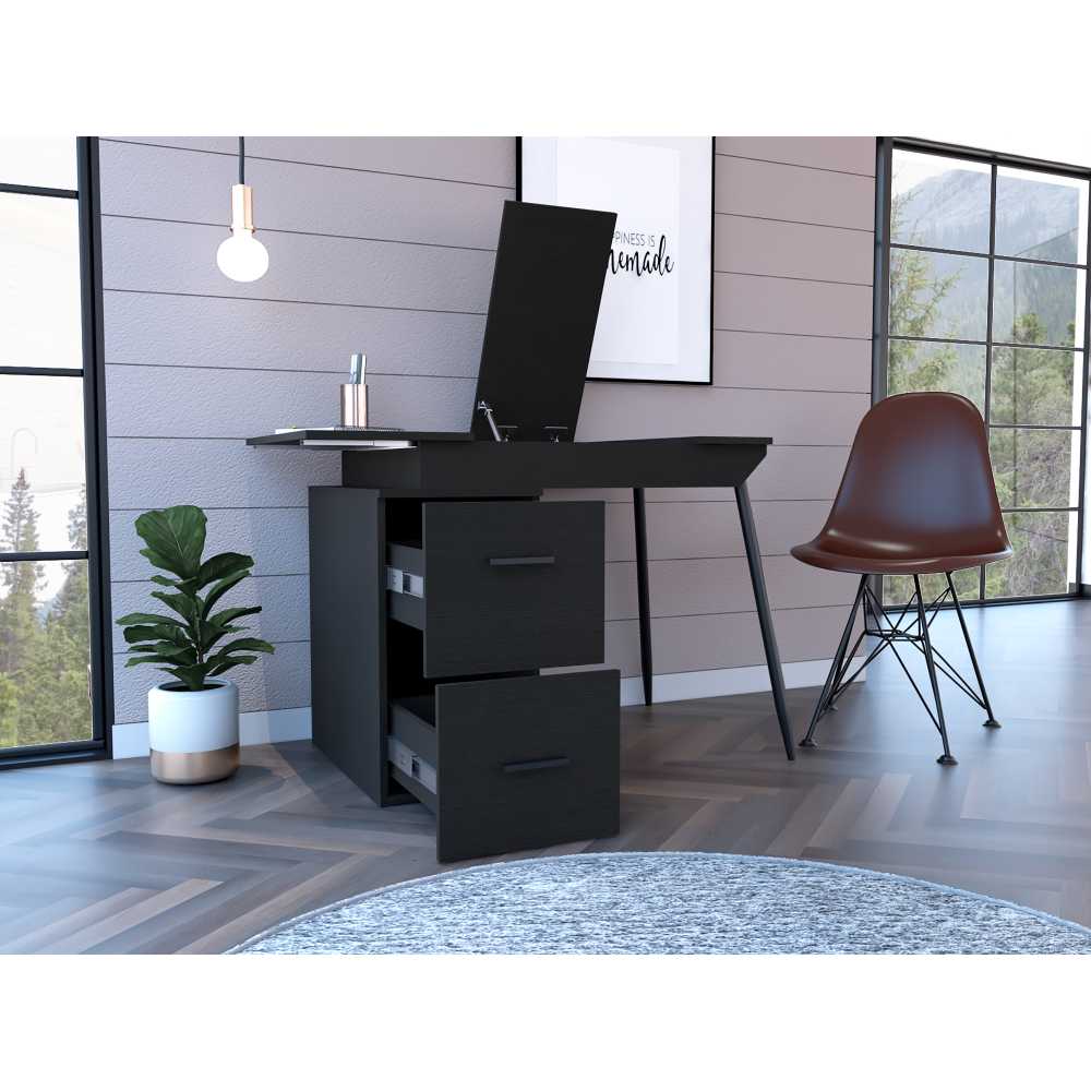 Escritorio Office Conect 90 Wengue 93 cm con Puertas y Cajones - Escritorios y Archivadores | Bylmo