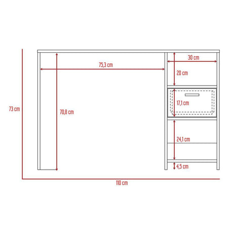 Escritorio Office Rovere 110 cm con Cajón y Entrepaños - Escritorios y Archivadores | Bylmo