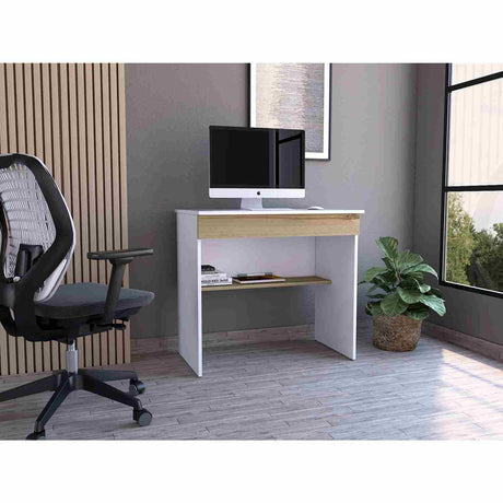 Escritorio Ohio Blanco 80 cm con Un Cajón y Entrepaños - Escritorios | Bylmo