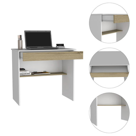 Escritorio Ohio Blanco 80 cm con Un Cajón y Entrepaños - Escritorios | Bylmo