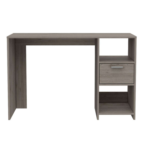 Escritorio Omma Ceniza 110 cm con Un Cajón y Dos Entrepaños - Escritorios | Bylmo