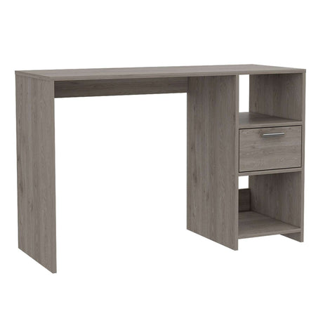 Escritorio Omma Ceniza 110 cm con Un Cajón y Dos Entrepaños - Escritorios | Bylmo