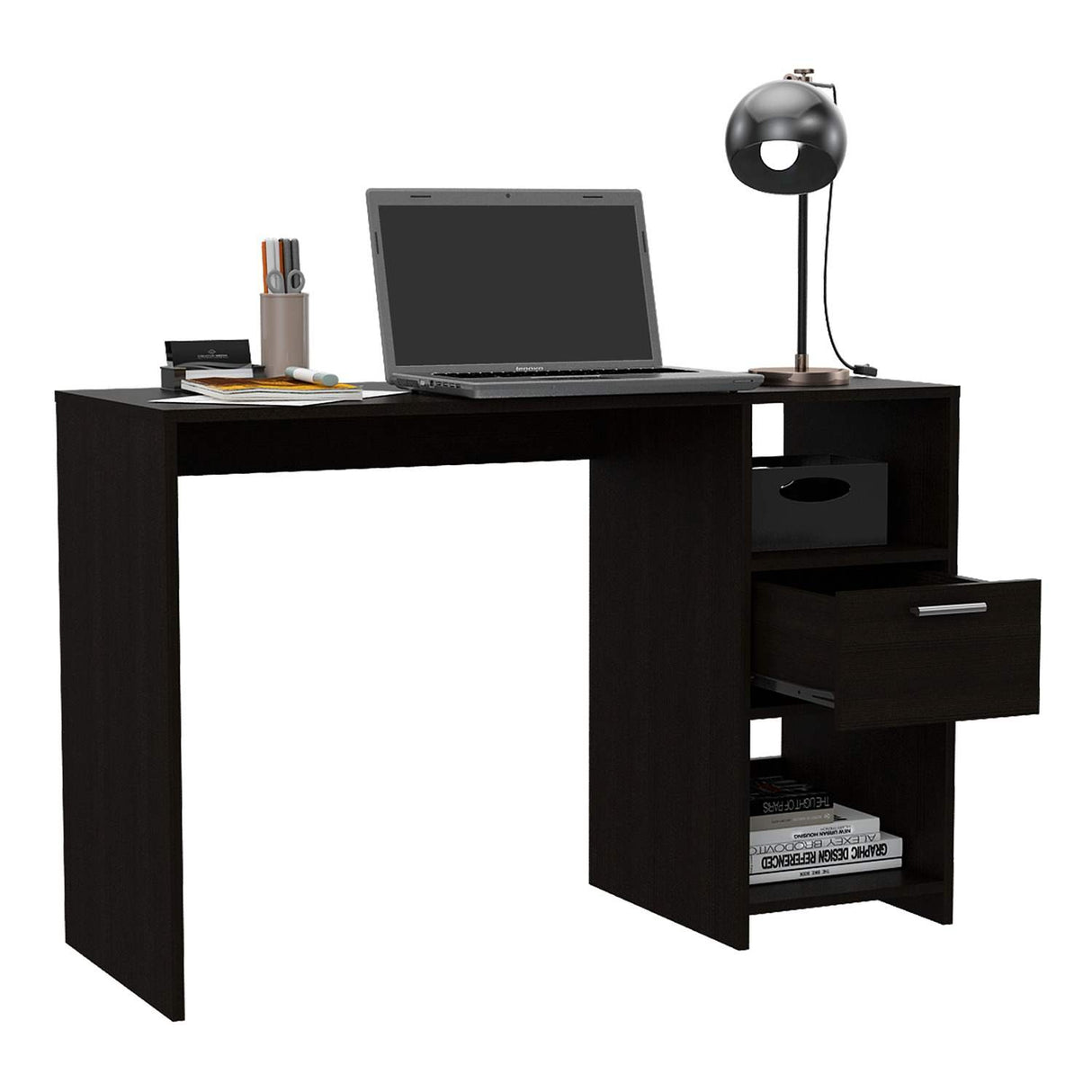 Escritorio Omma Wengue 110 cm con Cuatro Entrepaños - Escritorios | Bylmo
