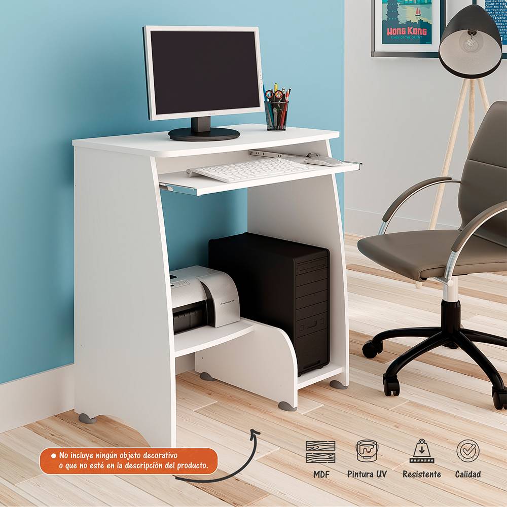 Escritorio Pixel Blanco 69 cm con Entrepaños - Escritorios y Archivadores | Bylmo