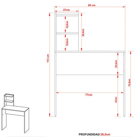 Escritorio Seattle Blanco 80 cm con Organizador - Escritorios | Bylmo
