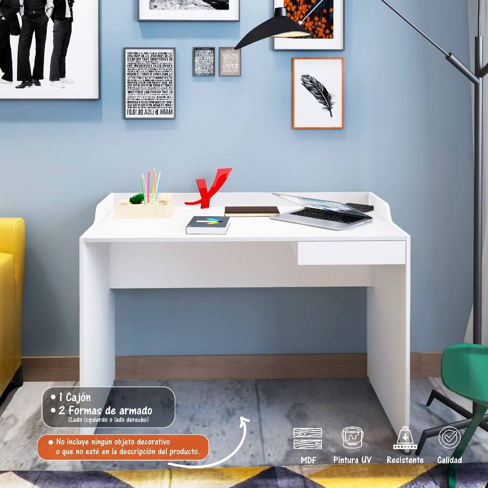 Escritorio Slim Blanco 113 cm con Cajón - Escritorios y Archivadores | Bylmo