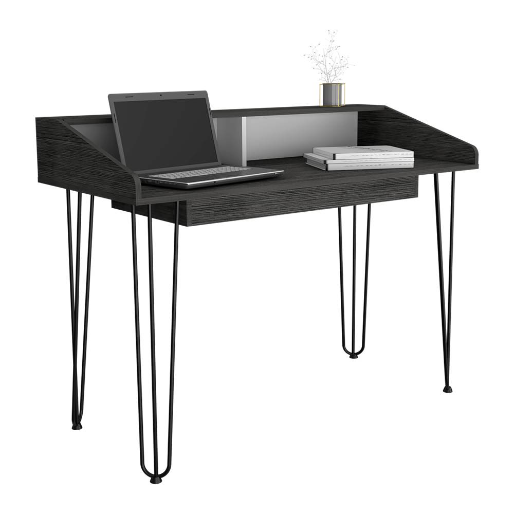 Escritorio Dallas Roble Gris y Blanco 120 cm Minimalista - Escritorios y Archivadores | Bylmo