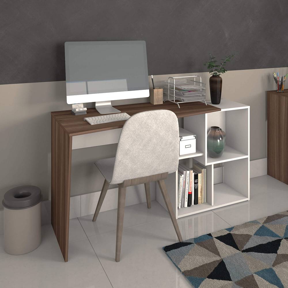 Escritorio Transformable Urban Blanco 143 cm con Biblioteca - Escritorios y Archivadores | Bylmo