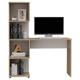 Escritorio Vik Rovere y Blanco 120x144.6cm sin Cajones y con Organizador de Libros - Escritorios y Archivadores | Bylmo