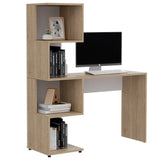 Escritorio Vik Rovere y Blanco 120x144.6cm sin Cajones y con Organizador de Libros - Escritorios y Archivadores | Bylmo
