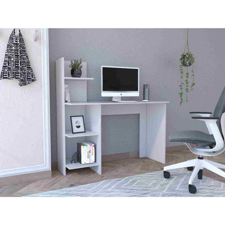 Escritorio Vilna Blanco 120x121cm sin Cajones y con Organizador de Libros - Escritorios | Bylmo