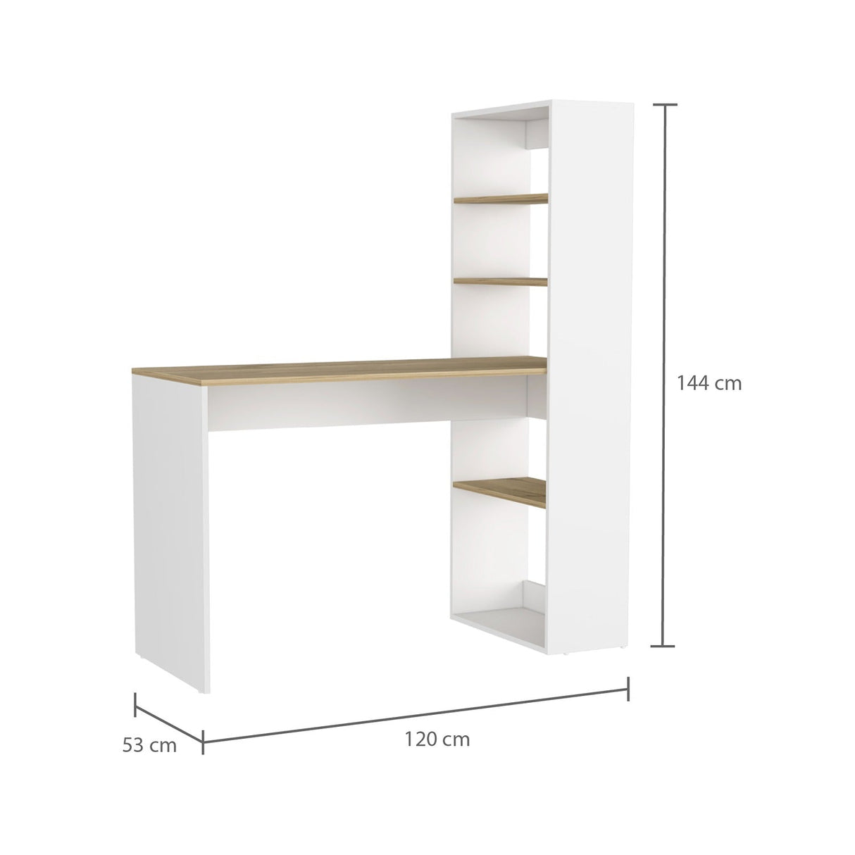 Escritorio Z120 Blanco 120 cm con Estantería - Escritorios | Bylmo