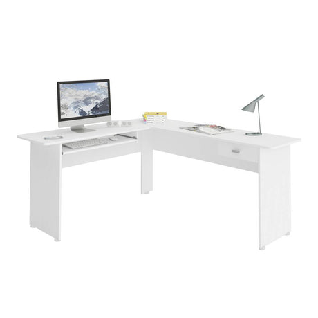 Escritorio en L Cannes Blanco 165x73cm Con Un Cajón y con Organizador de Libros - Escritorios y Archivadores | Bylmo