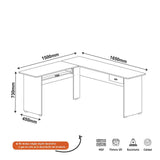 Escritorio en L Cannes Blanco 165x73cm Con Un Cajón y con Organizador de Libros - Escritorios y Archivadores | Bylmo