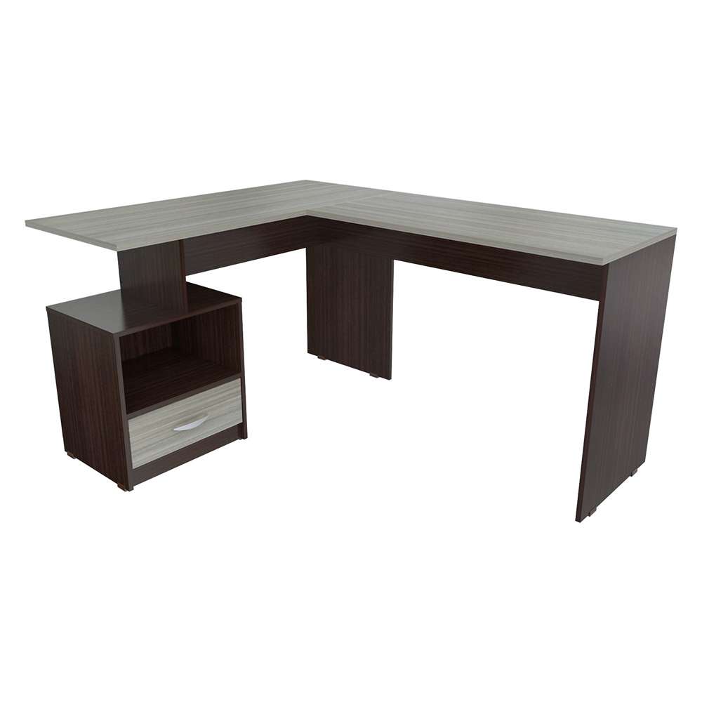 Escritorio en L Cibeles Wengue 150 cm con Cajón Lateral - Oficina | Bylmo