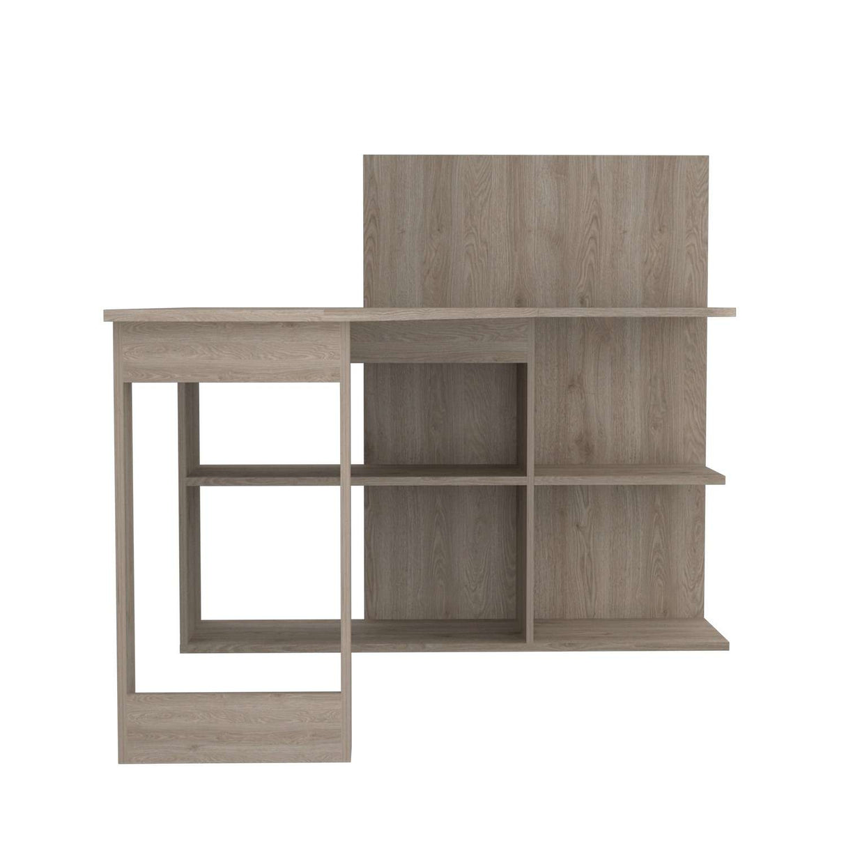 Escritorio en L Masai Ceniza 132x111cm sin Cajones y con Organizador de Libros - Escritorios | Bylmo