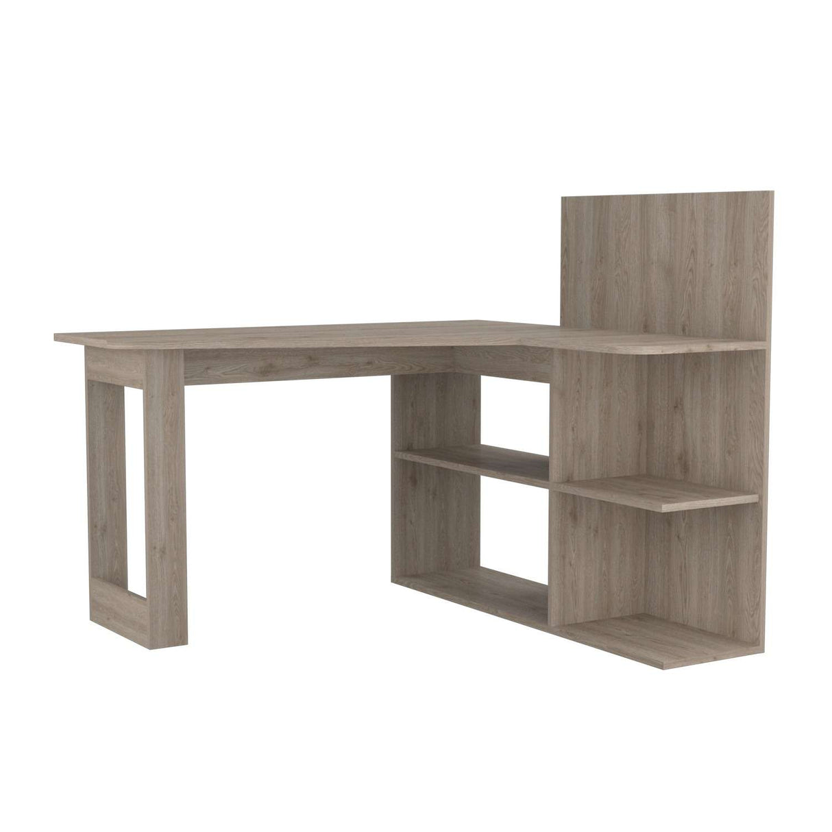Escritorio en L Masai Ceniza 132x111cm sin Cajones y con Organizador de Libros - Escritorios | Bylmo