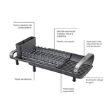 Escurridor para Vajillas Rectangular Crisa Grafito 10 cm con Portacubiertos Compacto - Utensilios y Accesorios | Bylmo