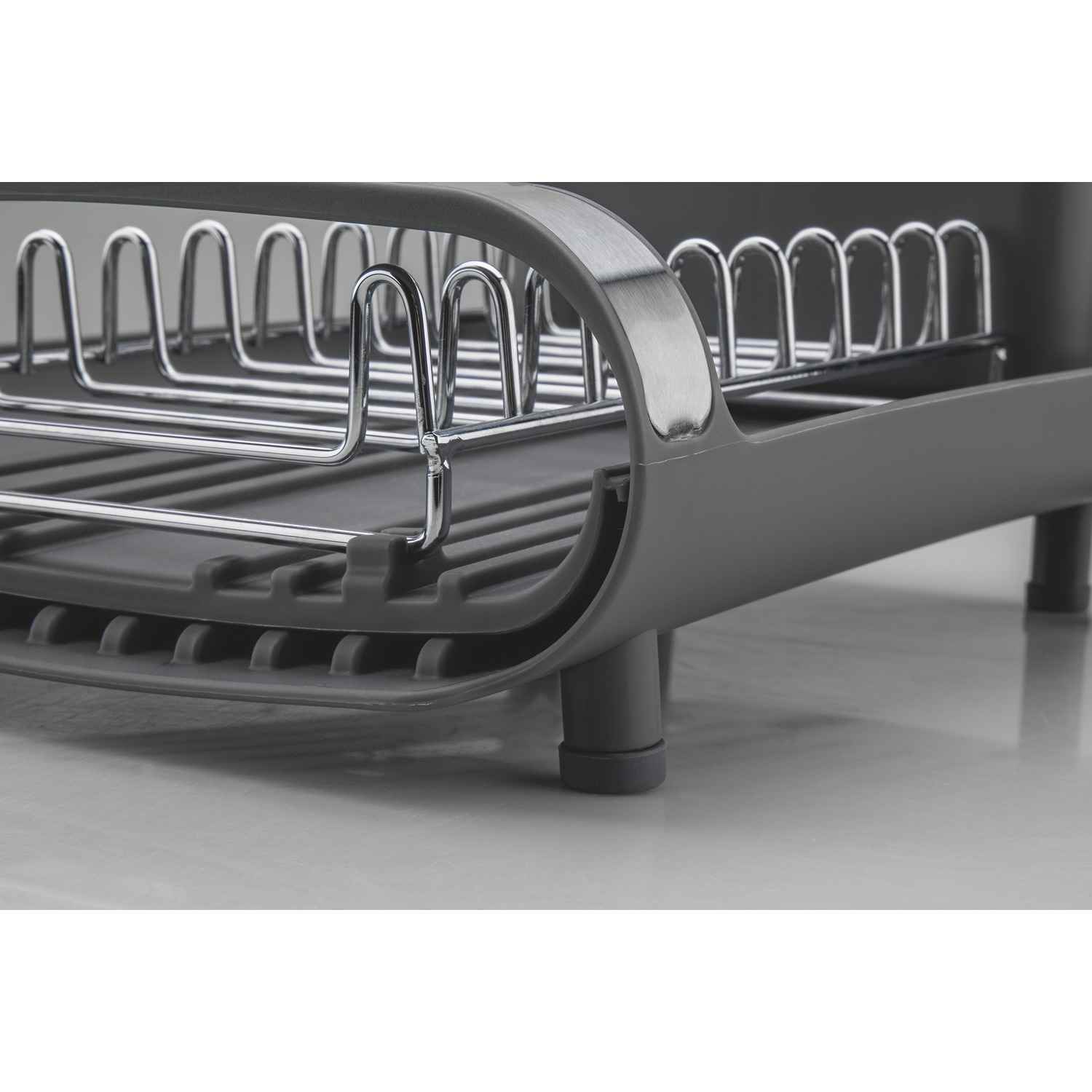Escurridor para Vajillas Rectangular Crisa Grafito 10 cm con Portacubiertos Compacto - Utensilios y Accesorios | Bylmo