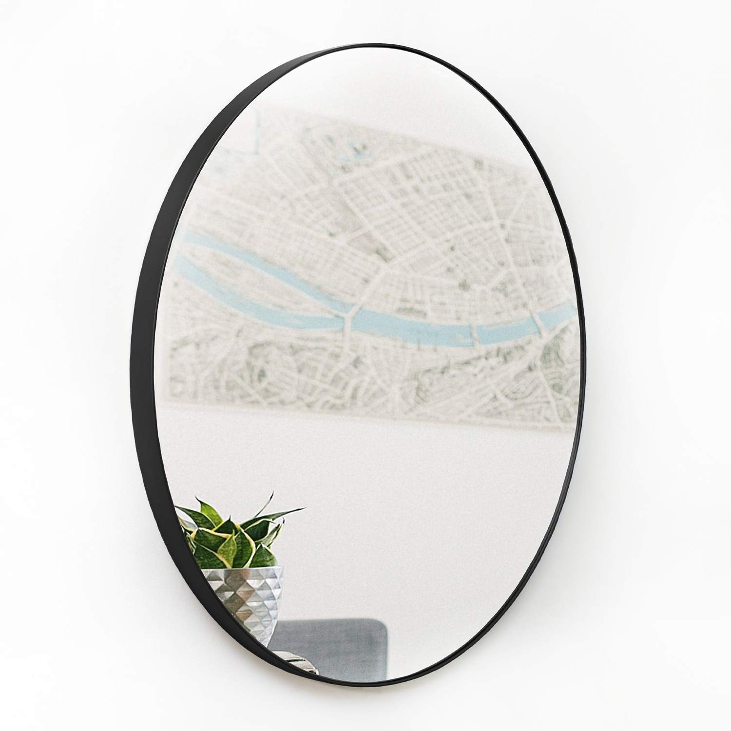 Espejo de Pared Negro 80x80cm Redondo con Marco Metalico - Espejos Decorativos | Bylmo