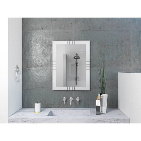 Espejo de Baño Dali Plateado 60x80cm Rectangular con Sandblasting - Espejos de Baño | Bylmo