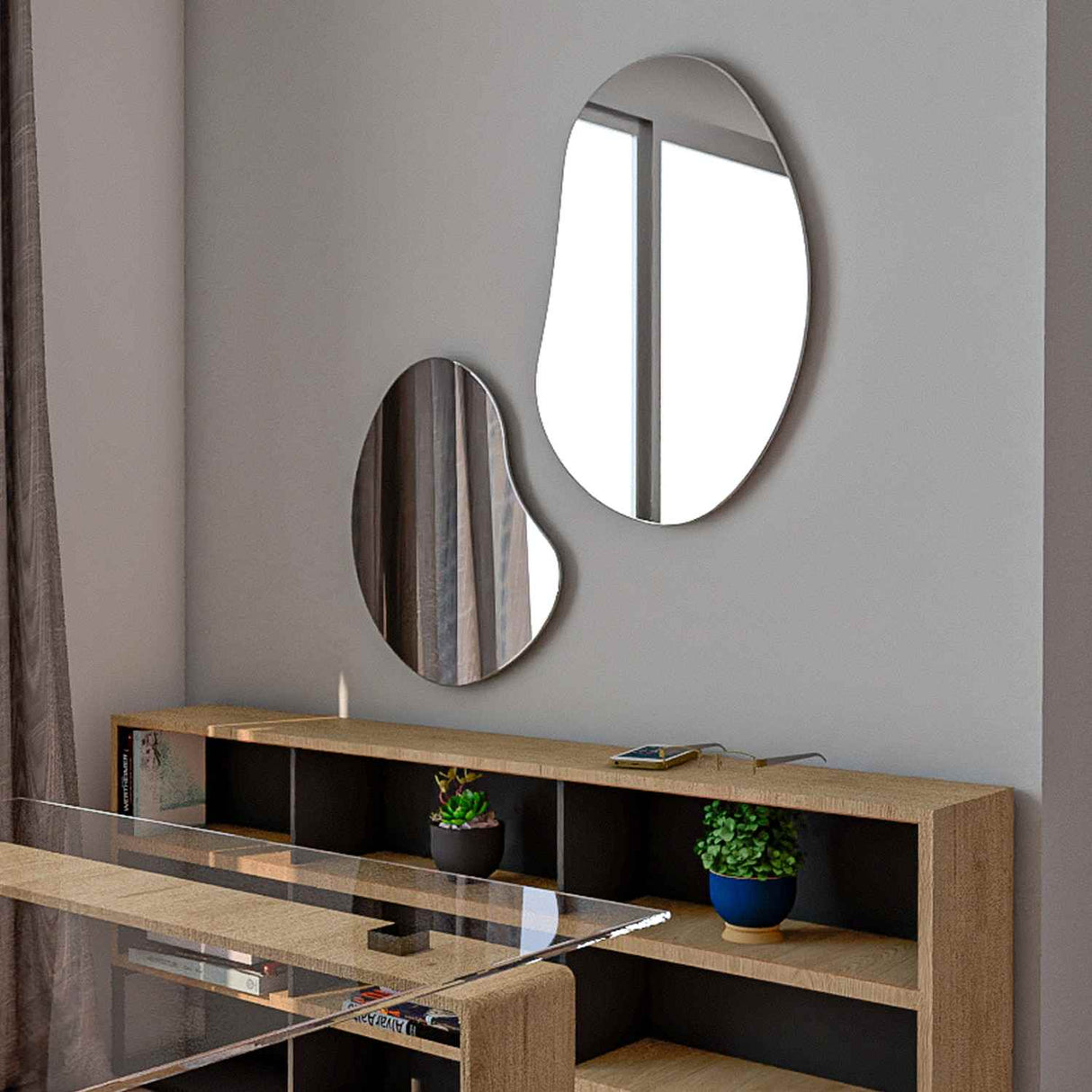 Espejo de Pared Leo Plateado 54x81cm Asimetrico sin Marco - Espejos Decorativos | Bylmo