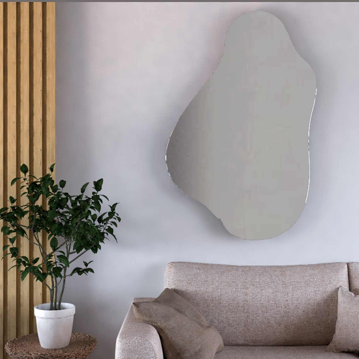 Espejo de Pared Maya Plateado 72x110cm Asimetrico sin Marco - Espejos Decorativos | Bylmo