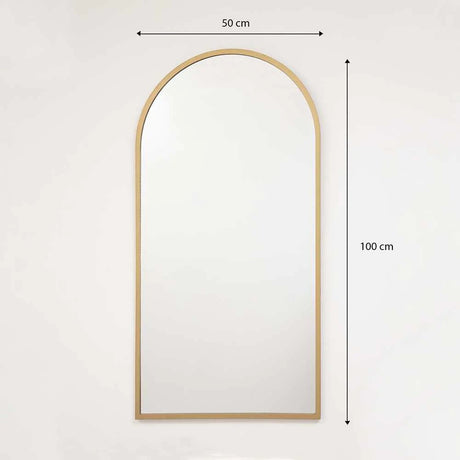 Espejo de Pared Dorado 50x100cm Arco Superior con Marco En Madera - Espejos Decorativos | Bylmo
