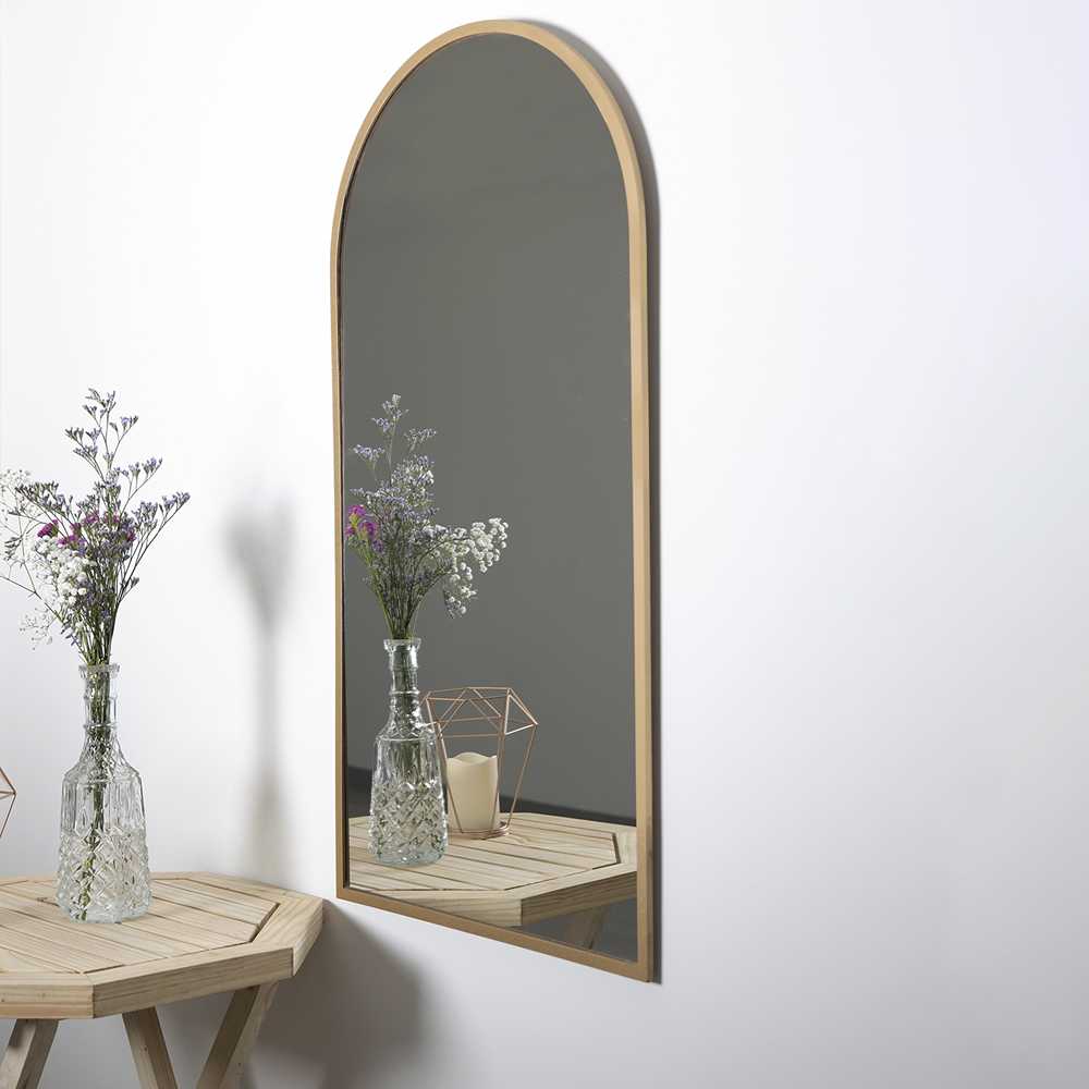 Espejo de Pared Dorado 60x120cm Arco Superior con Marco En Madera - Espejos Decorativos | Bylmo